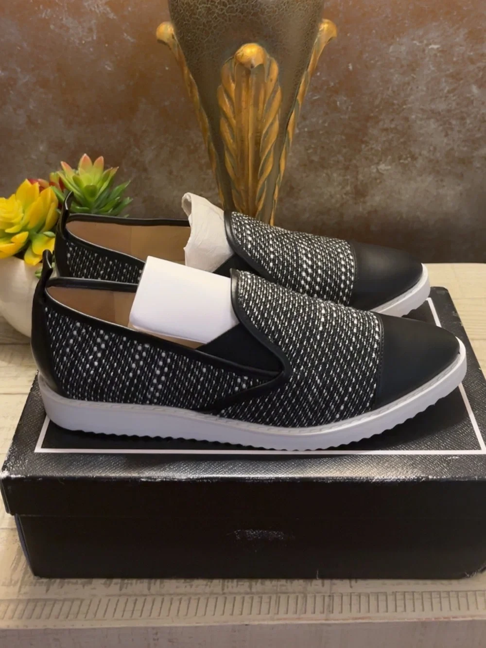 Like New ~ Karl Lagerfeld Black & White Slip-On Loafers ~ Size 9
